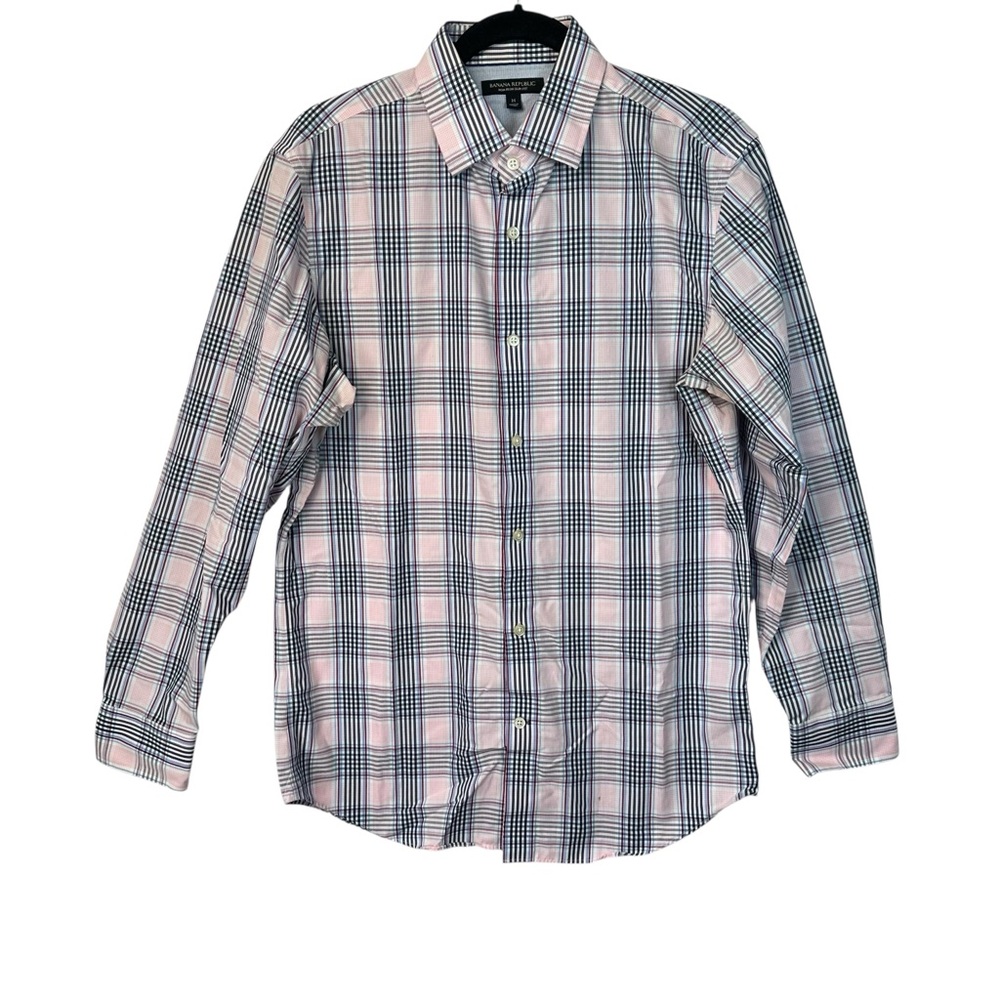 Banana Republic Plaid Button Down Shirt Medium Preppy Office Casual Classiccore